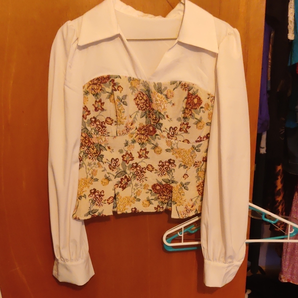 SHEIN White and Floral Blouse